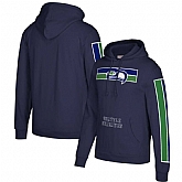 Seattle Seahawks Mitchell & Ness Three Stripe Pullover Hoodie College Navy,baseball caps,new era cap wholesale,wholesale hats